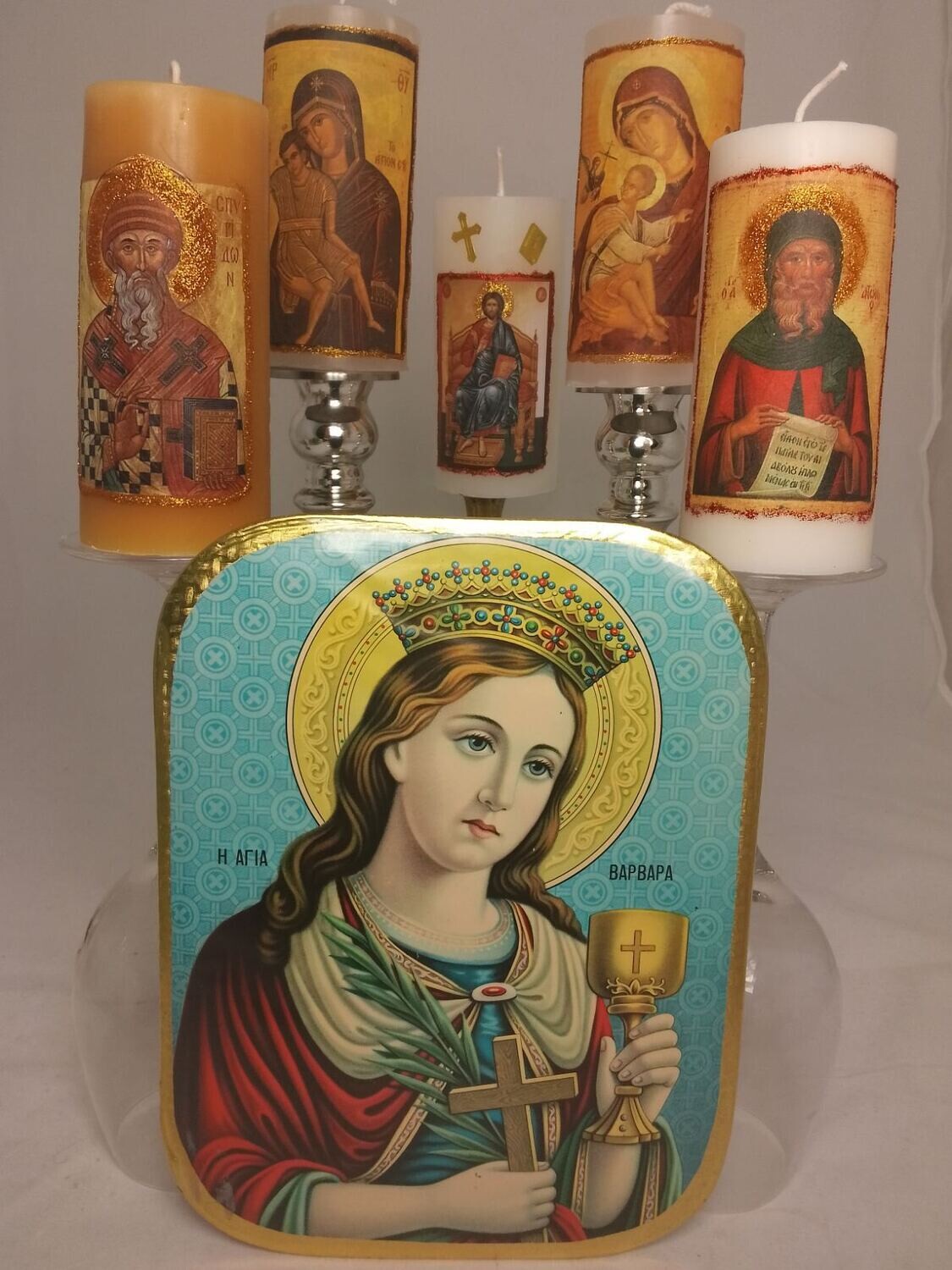 Set of 5 Handmade religious candles