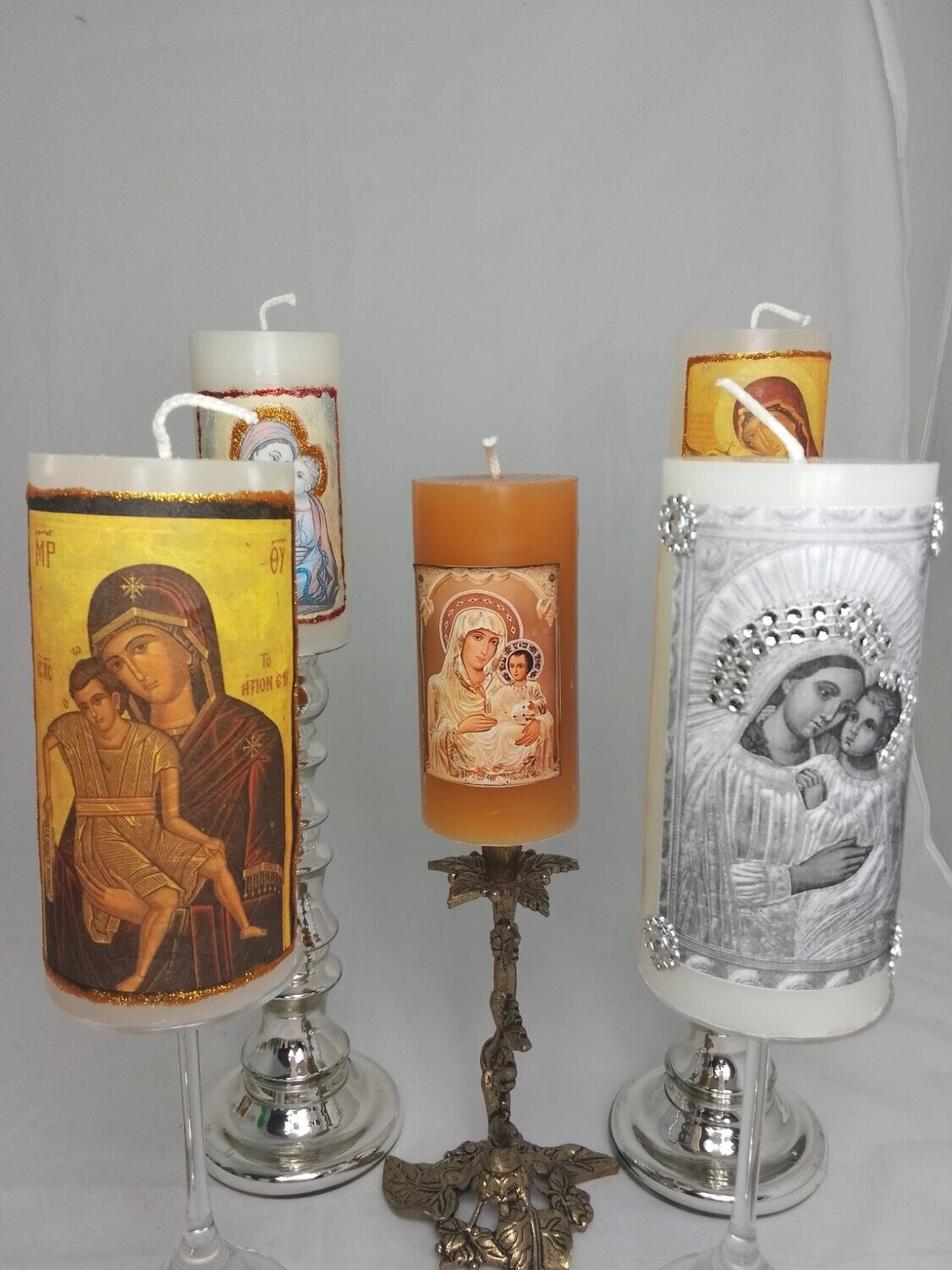 Set of 5 religious candles