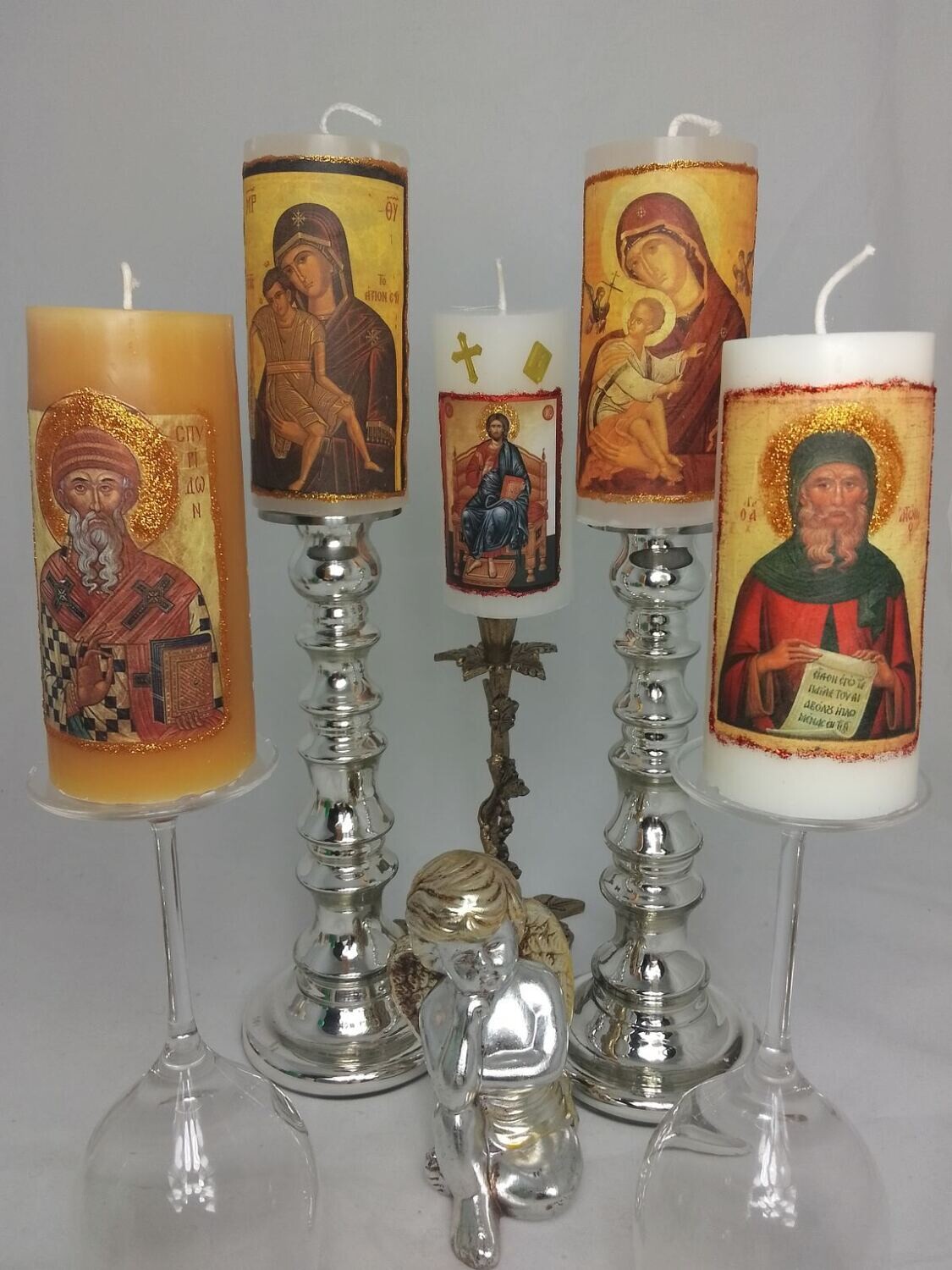 Set of 5 religious candles