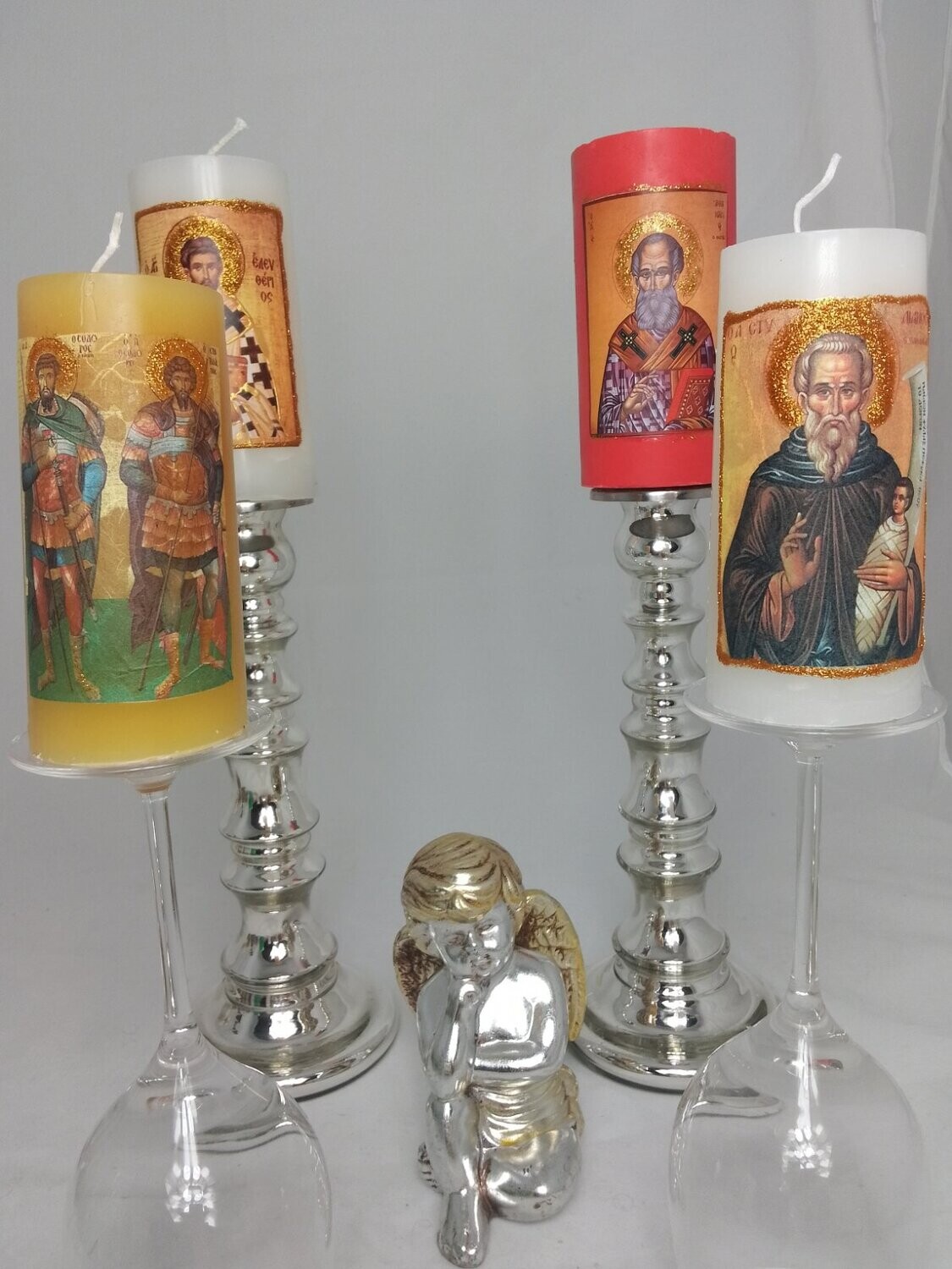 Set of 4 Handmade religious candles