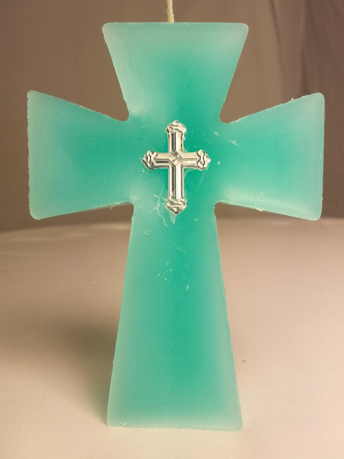 Handmade cross religious candle