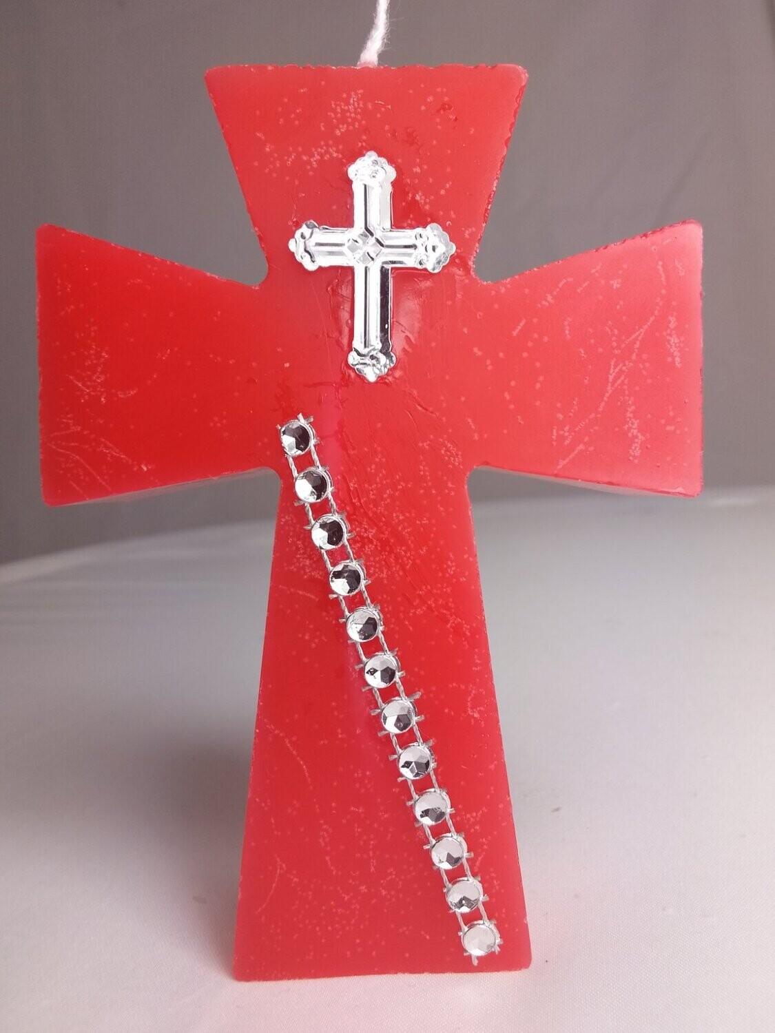 Handmade cross religious candle