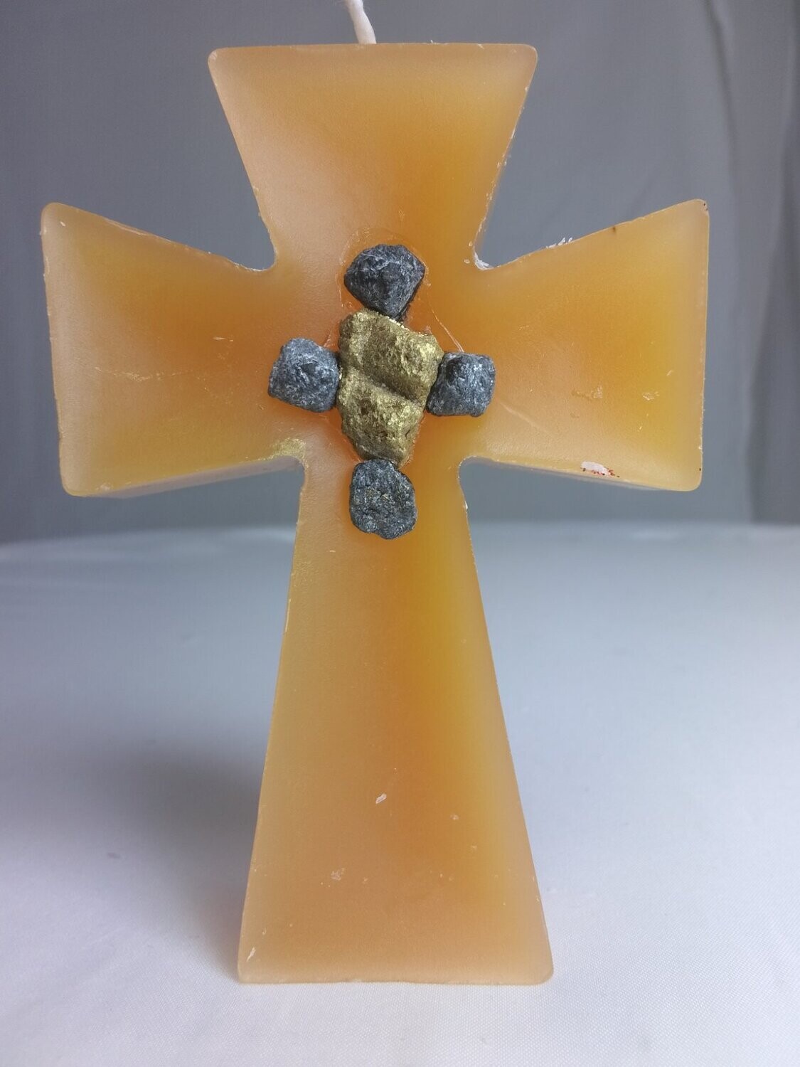 Handmade cross religious candle