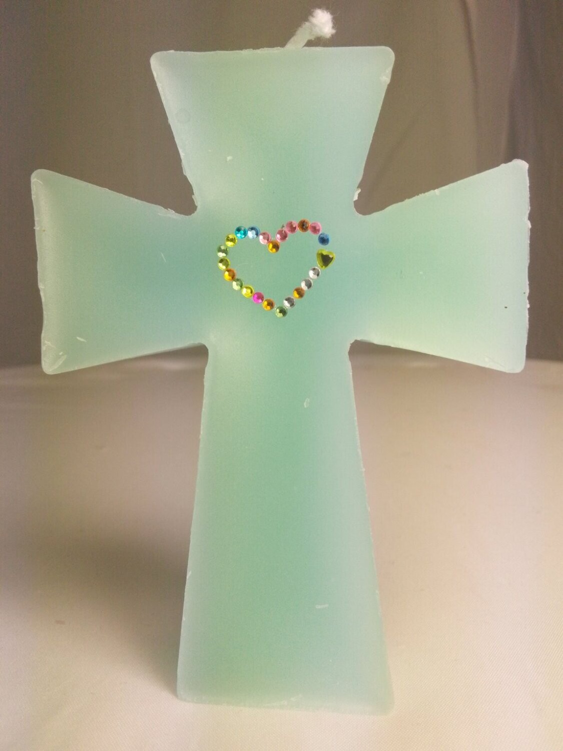 Handmade cross religious candle