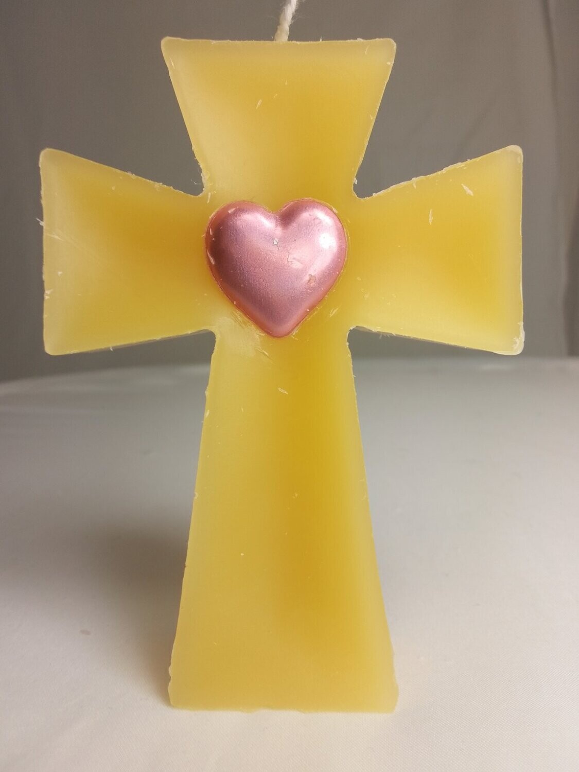Handmade cross religious candle