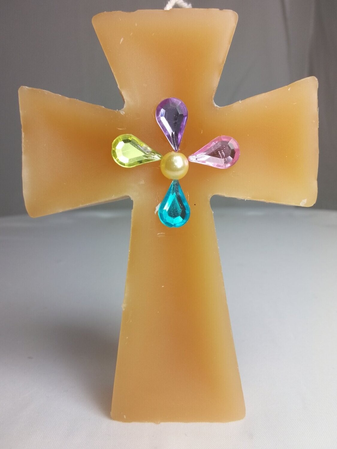 Handmade cross religious candle