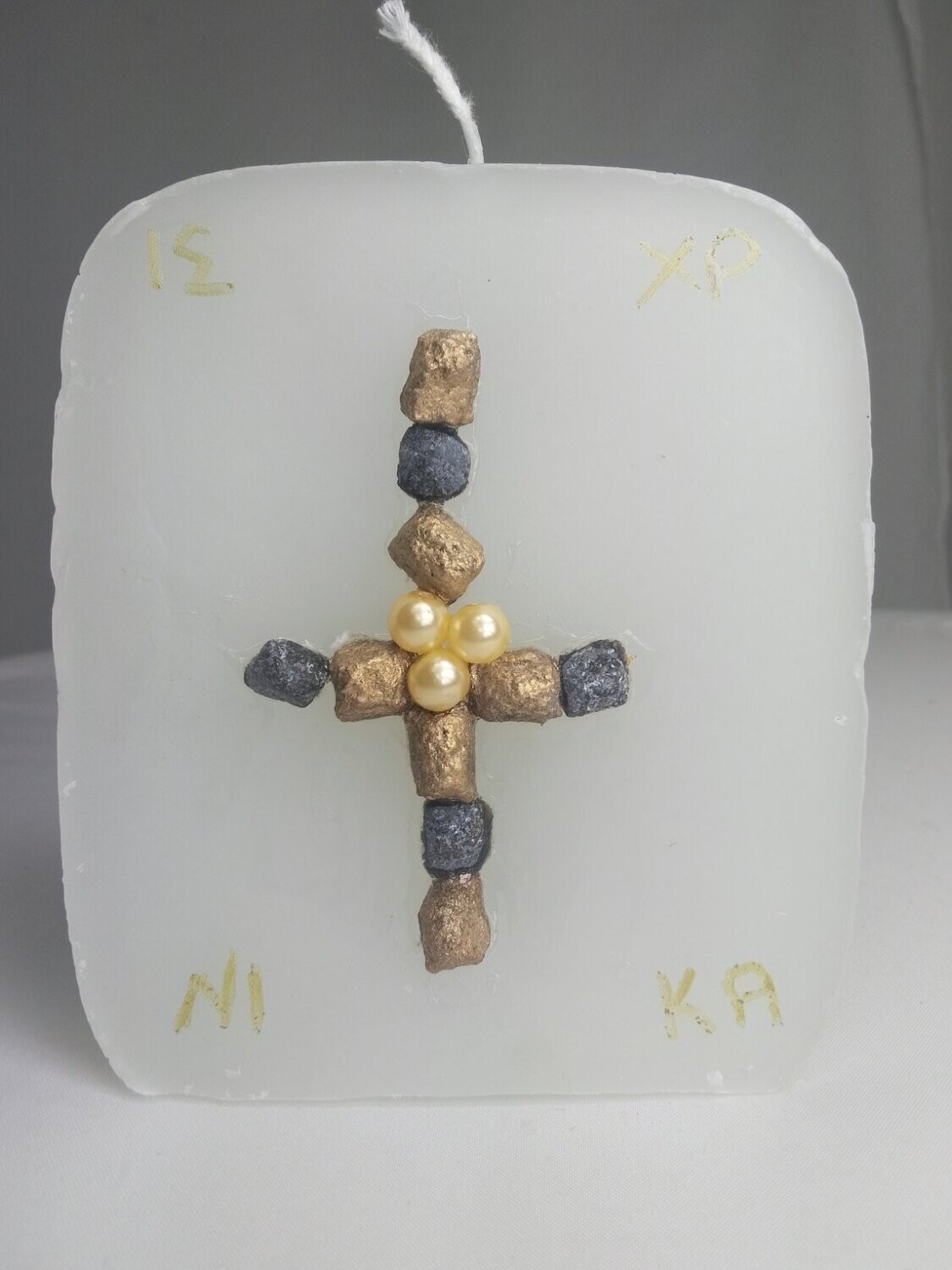 Handmade cross religious candle