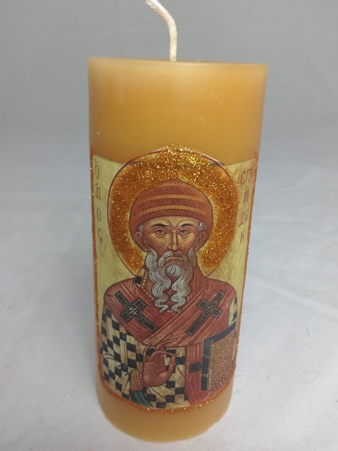 Handmade religious candle, Saint Spiridon