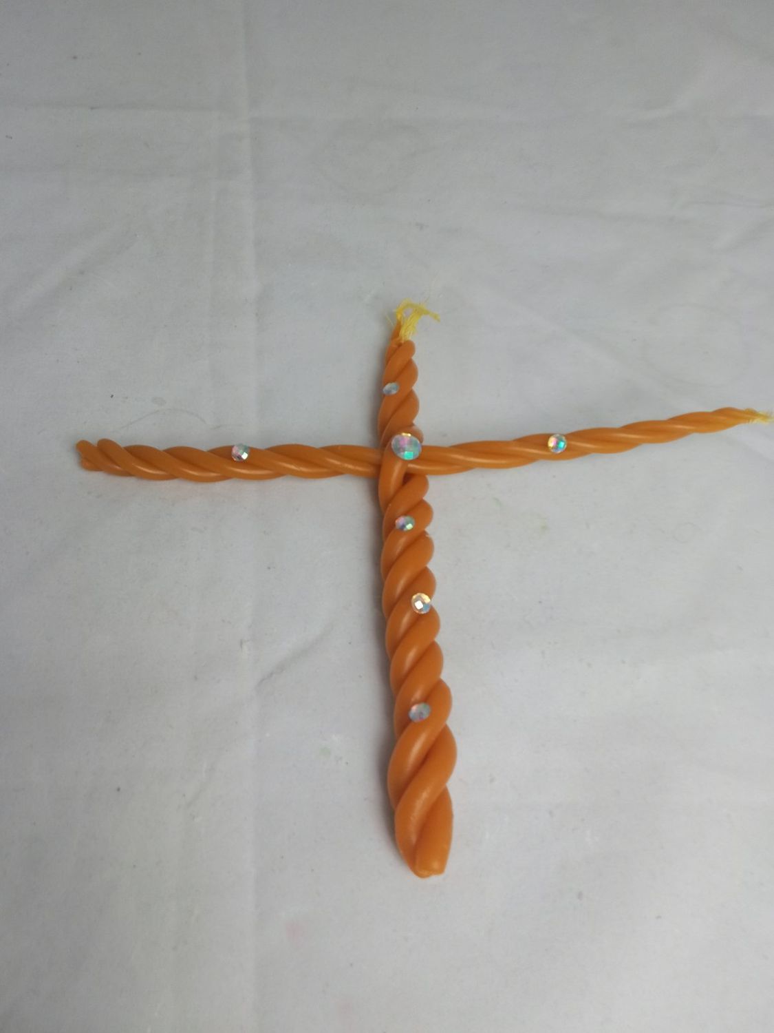 Handmade beeswax knitted candle