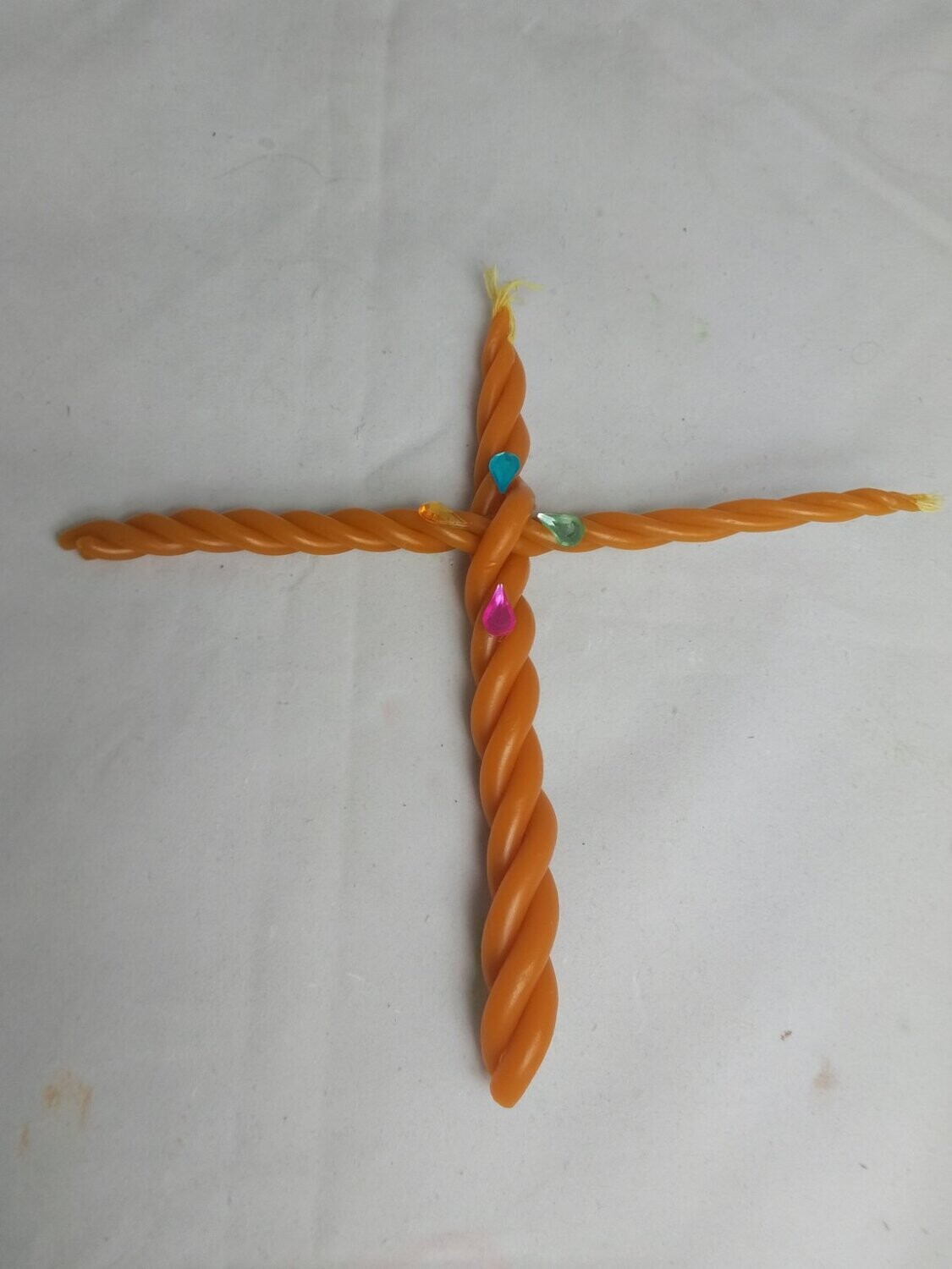 Handmade beeswax knitted candle