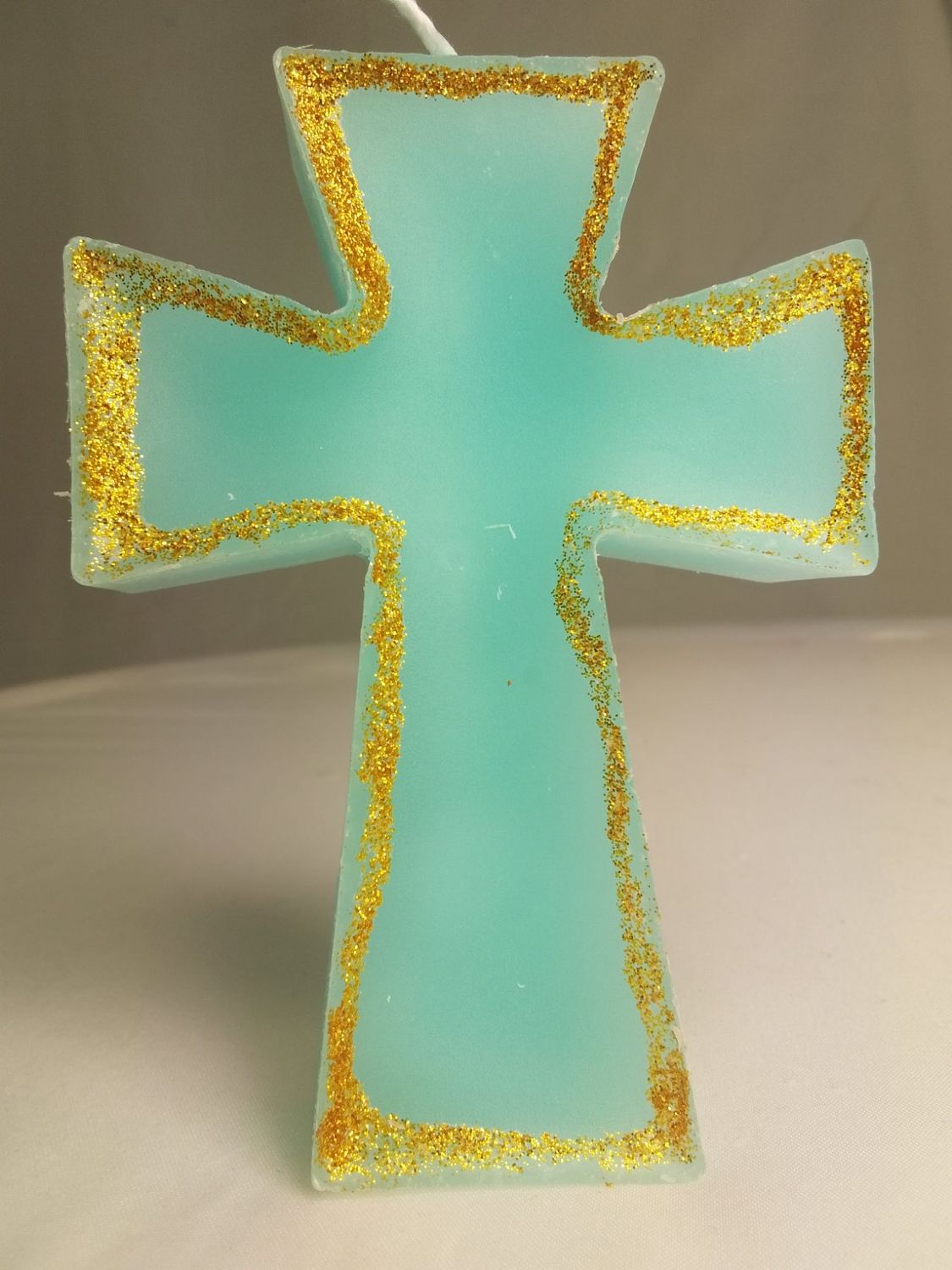Handmade cross religious candle