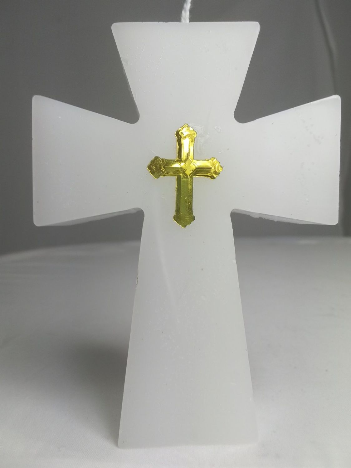 Handmade cross religious candle