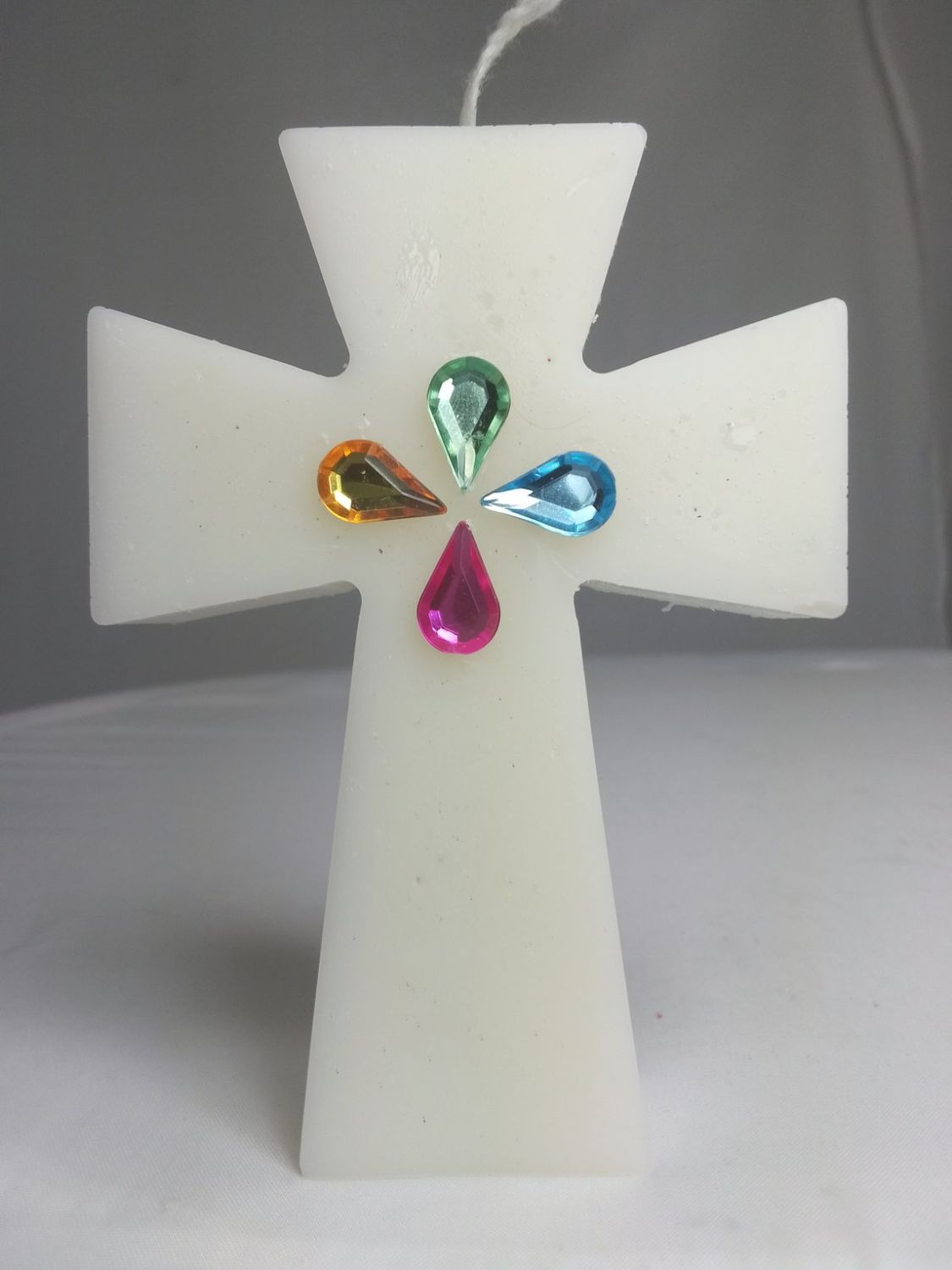 Handmade cross religious candle