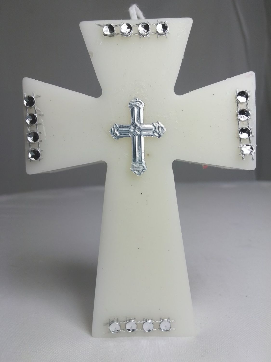 Handmade cross religious candle