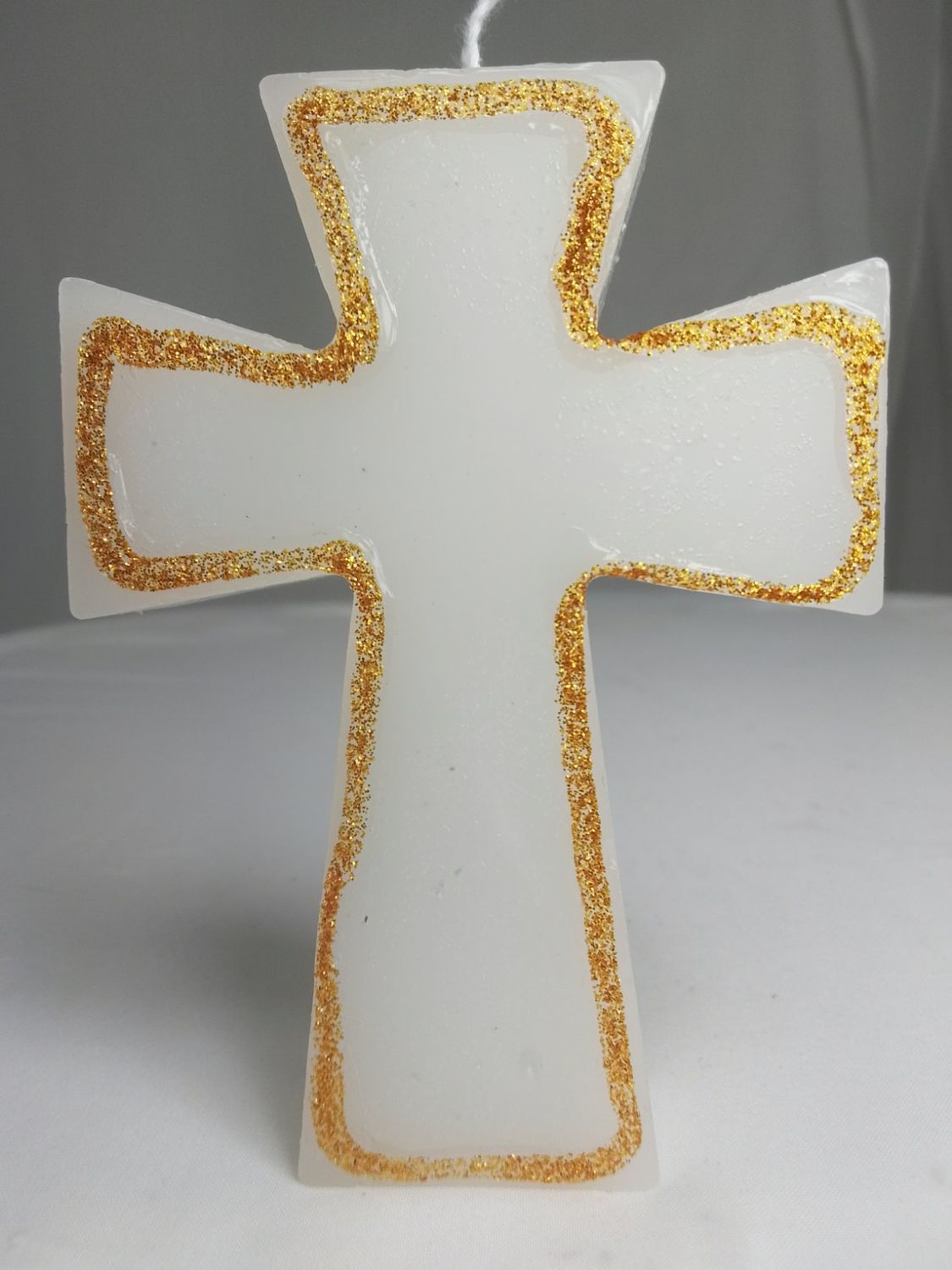 Handmade cross religious candle