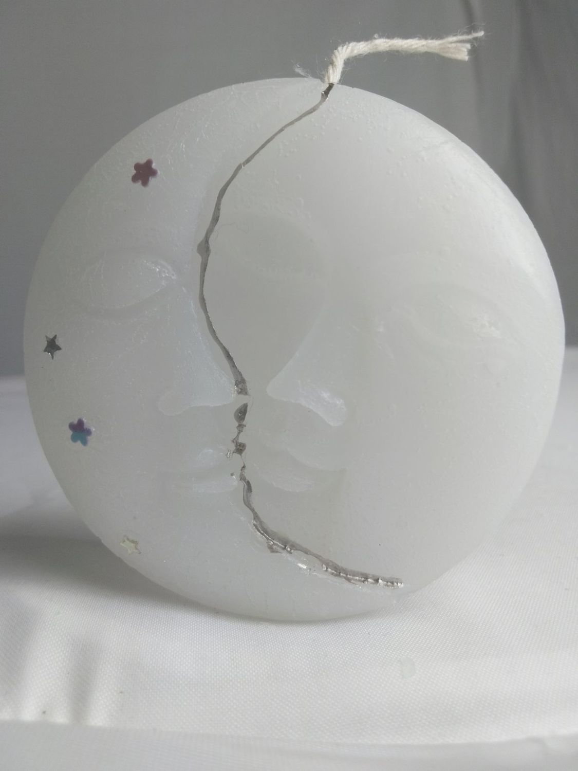 Handmade star and moon candle