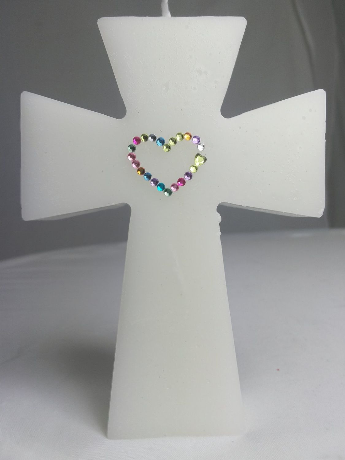 Handmade cross religious candle