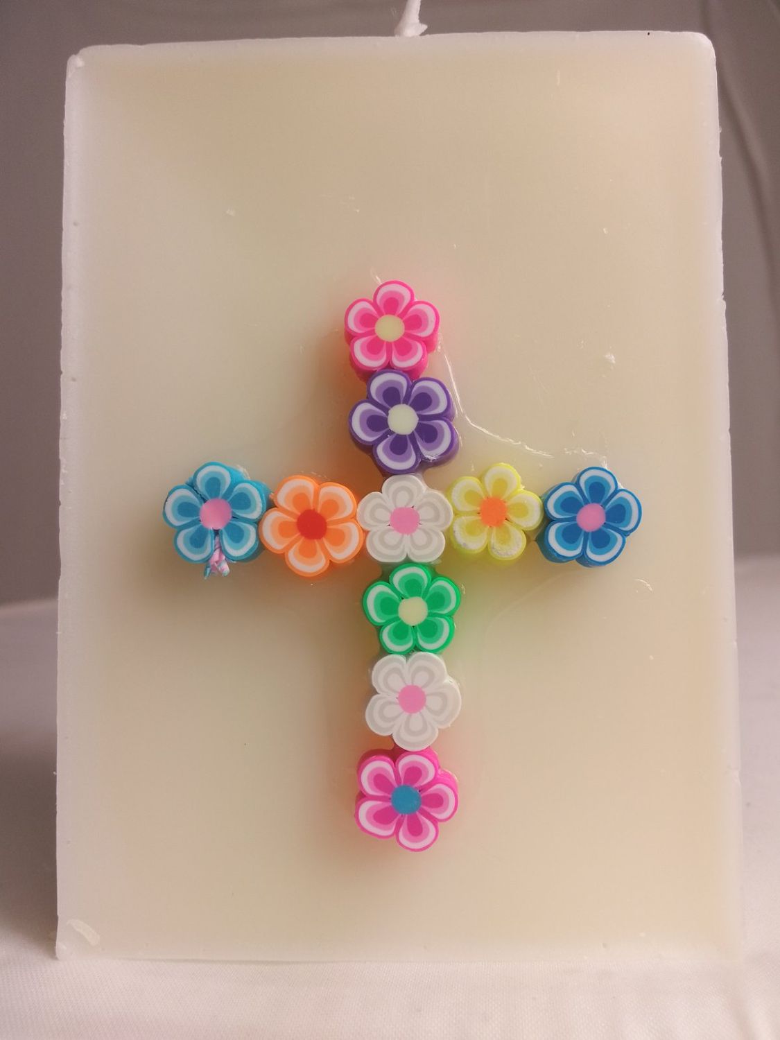 Handmade cross religious candle
