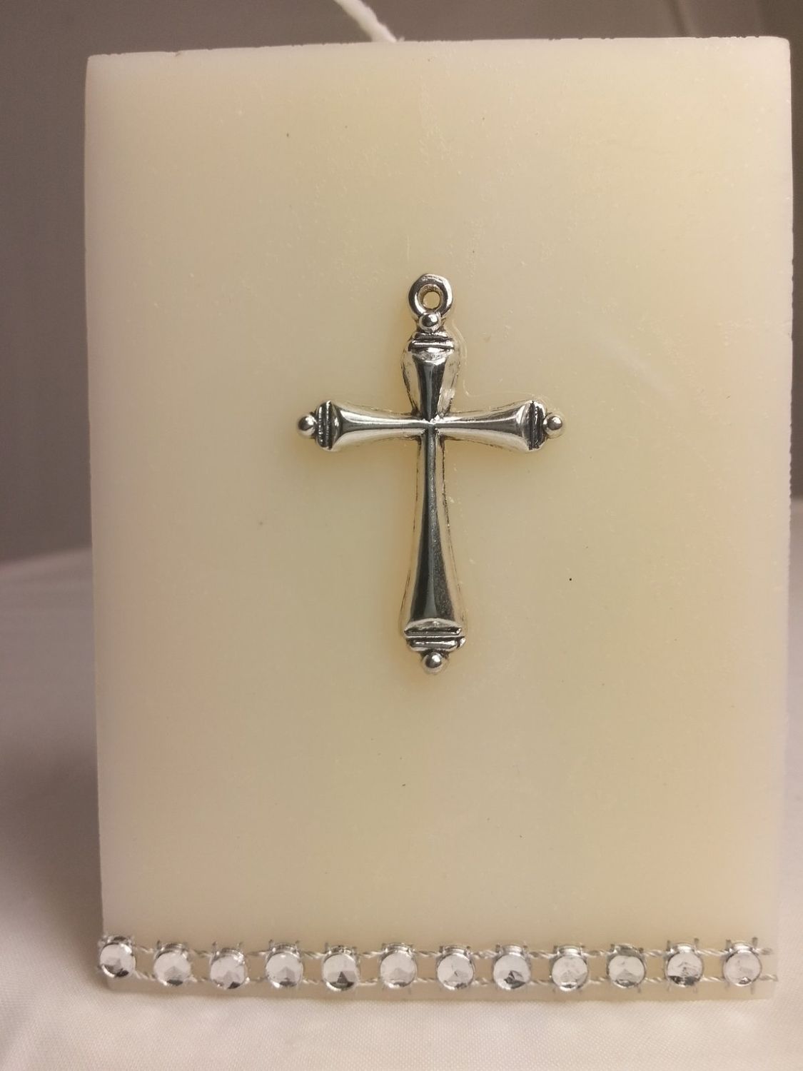 Handmade cross religious candle