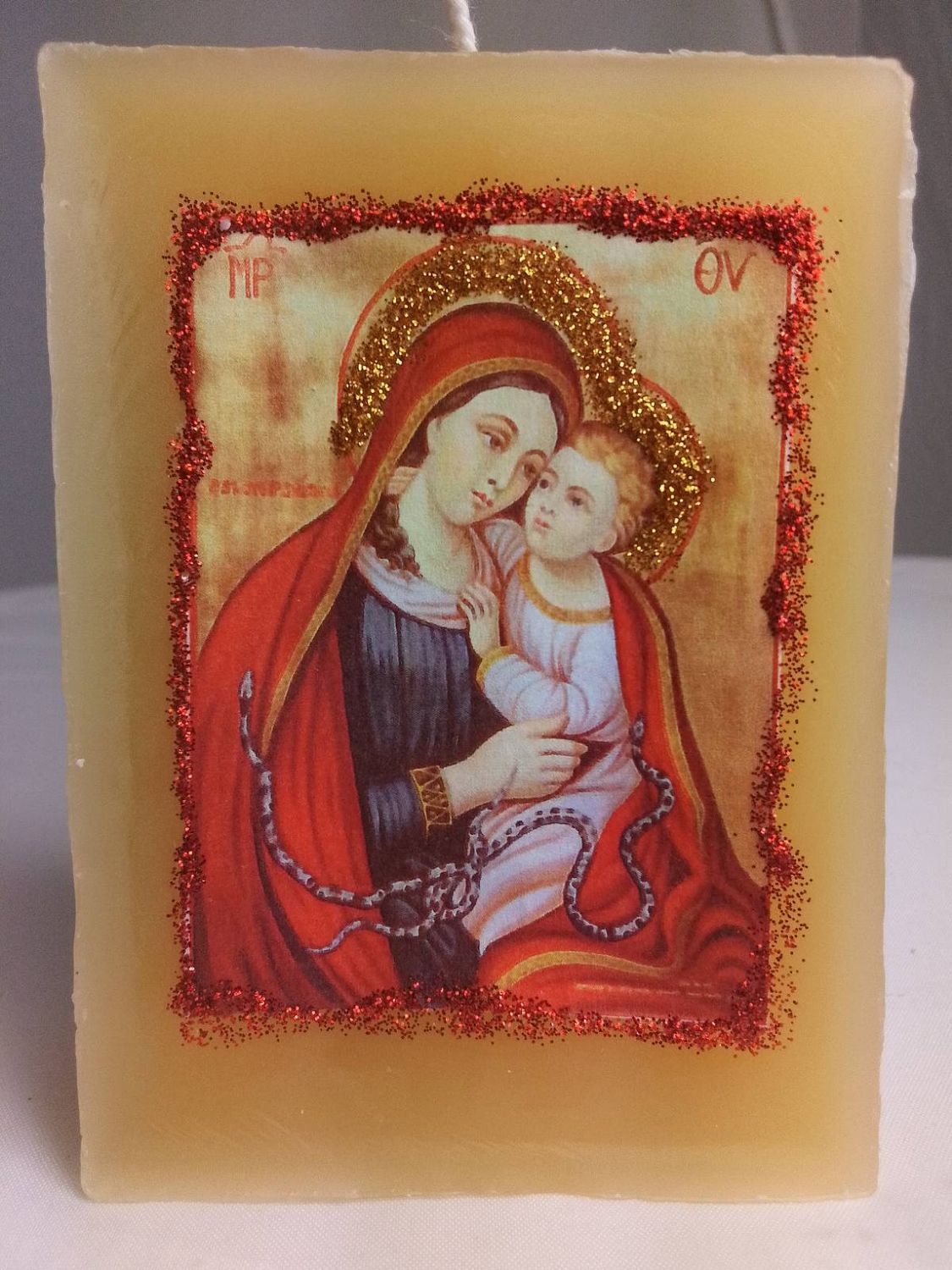 Handmade religious candle