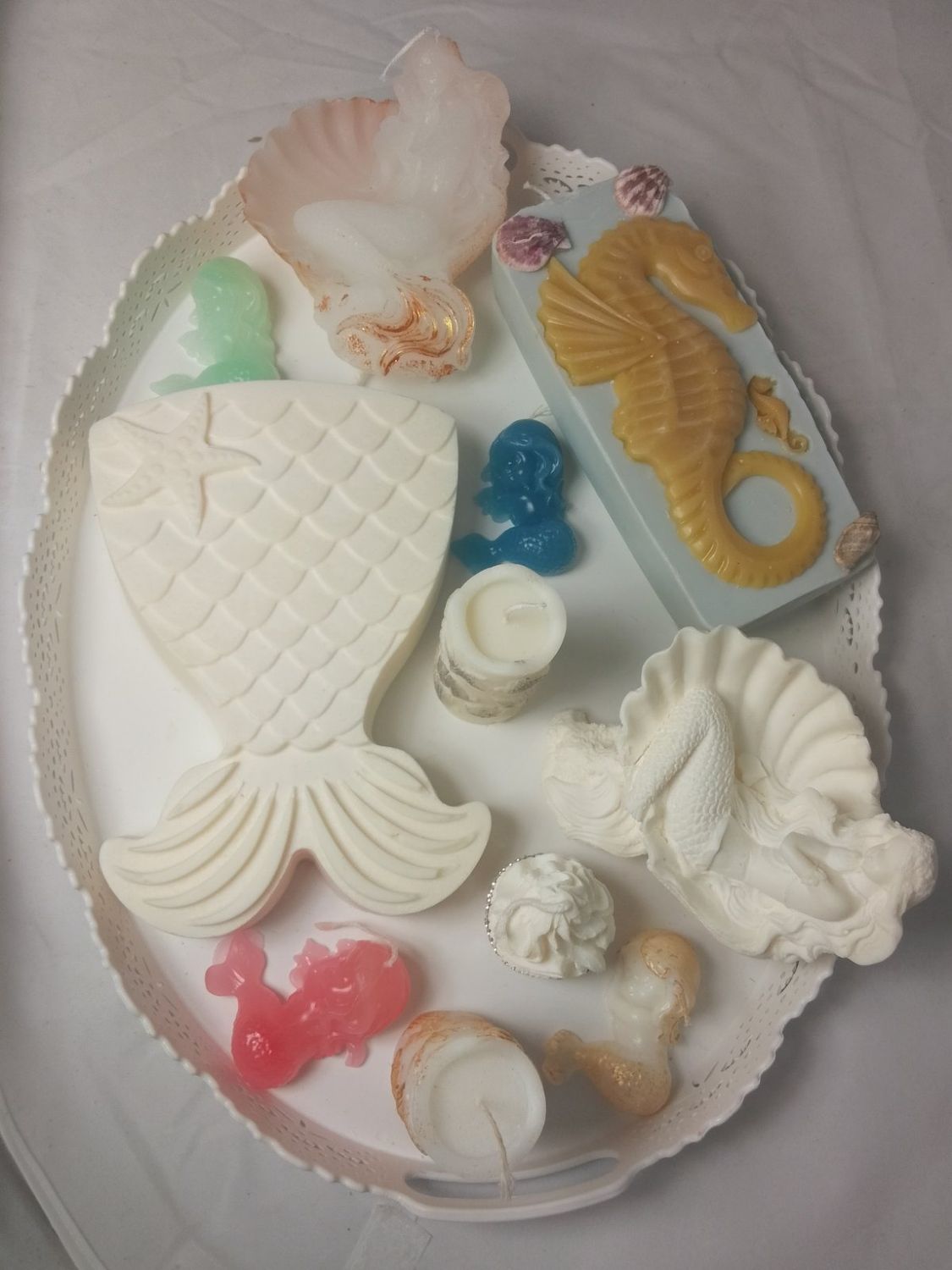 Set of Handmade sea theme candles