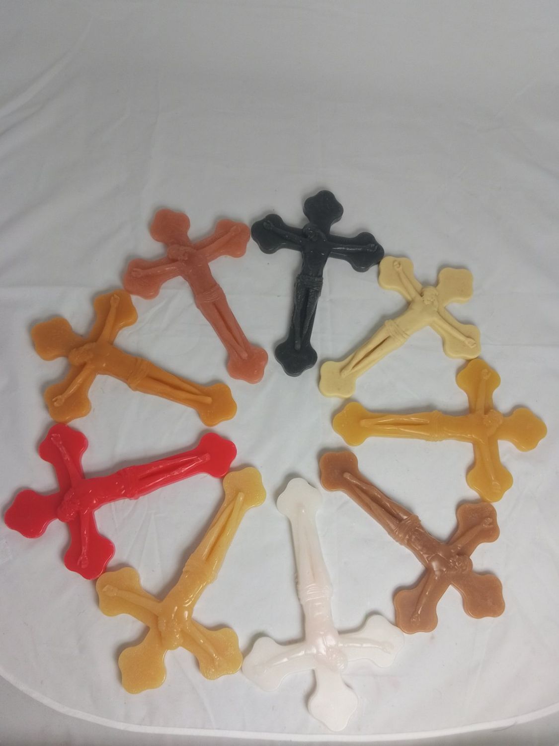 Handmade religious candles, 9 big crosses