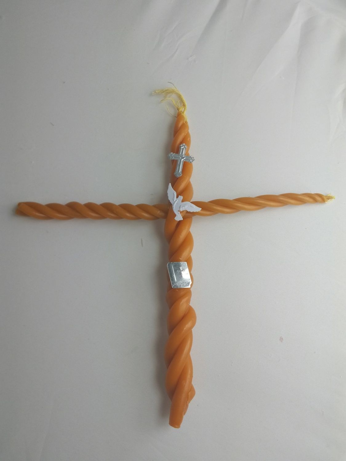 Handmade religious pure beeswax knitted candle