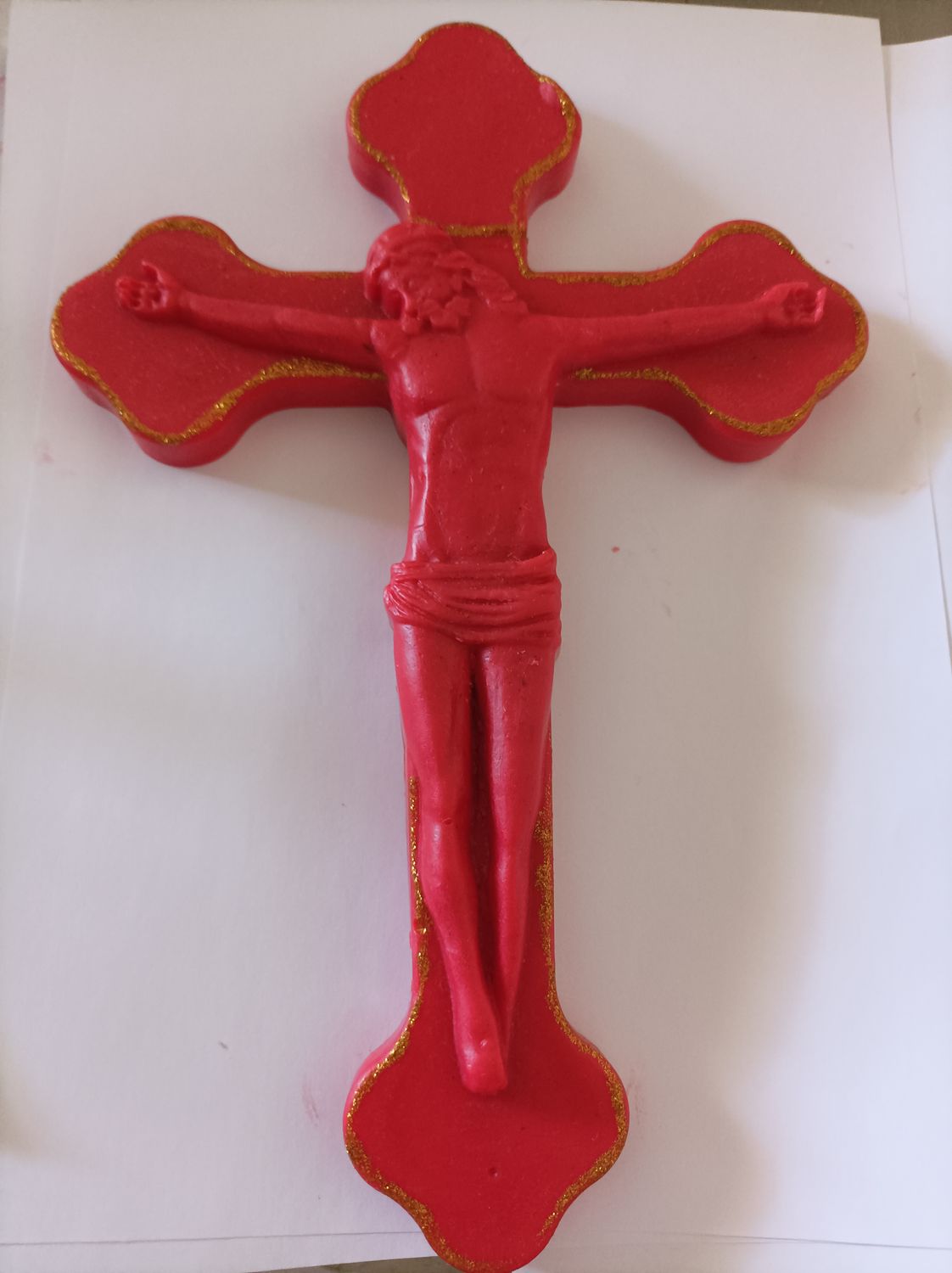Handmade religious beeswax candle cross