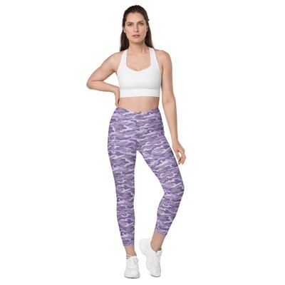 Purple camouflage Crossover leggings with pockets