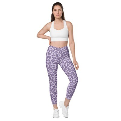   Purple leopard Crossover leggings with pockets