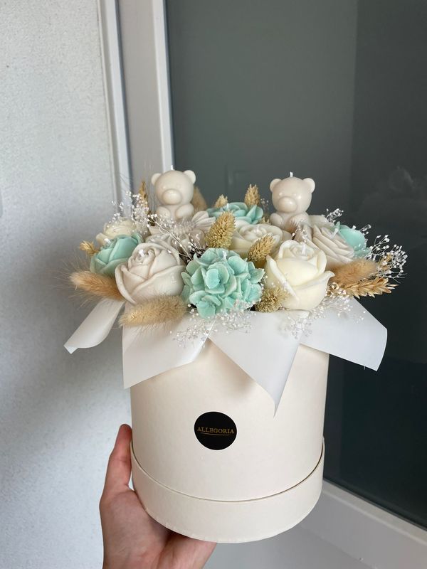 FLOWER BOX M - BEIGE/GREEN