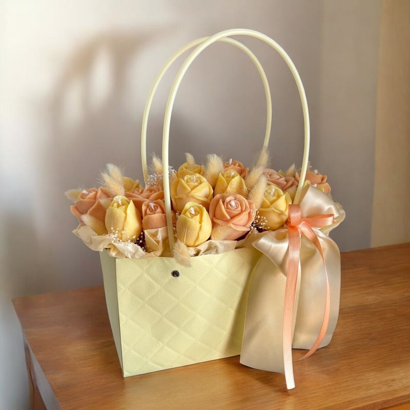 FLOWER BOX L - SPRING BAG APRICOT