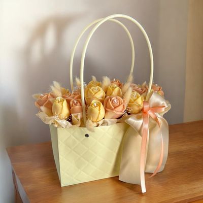 FLOWER BOX L - SPRING BAG APRICOT