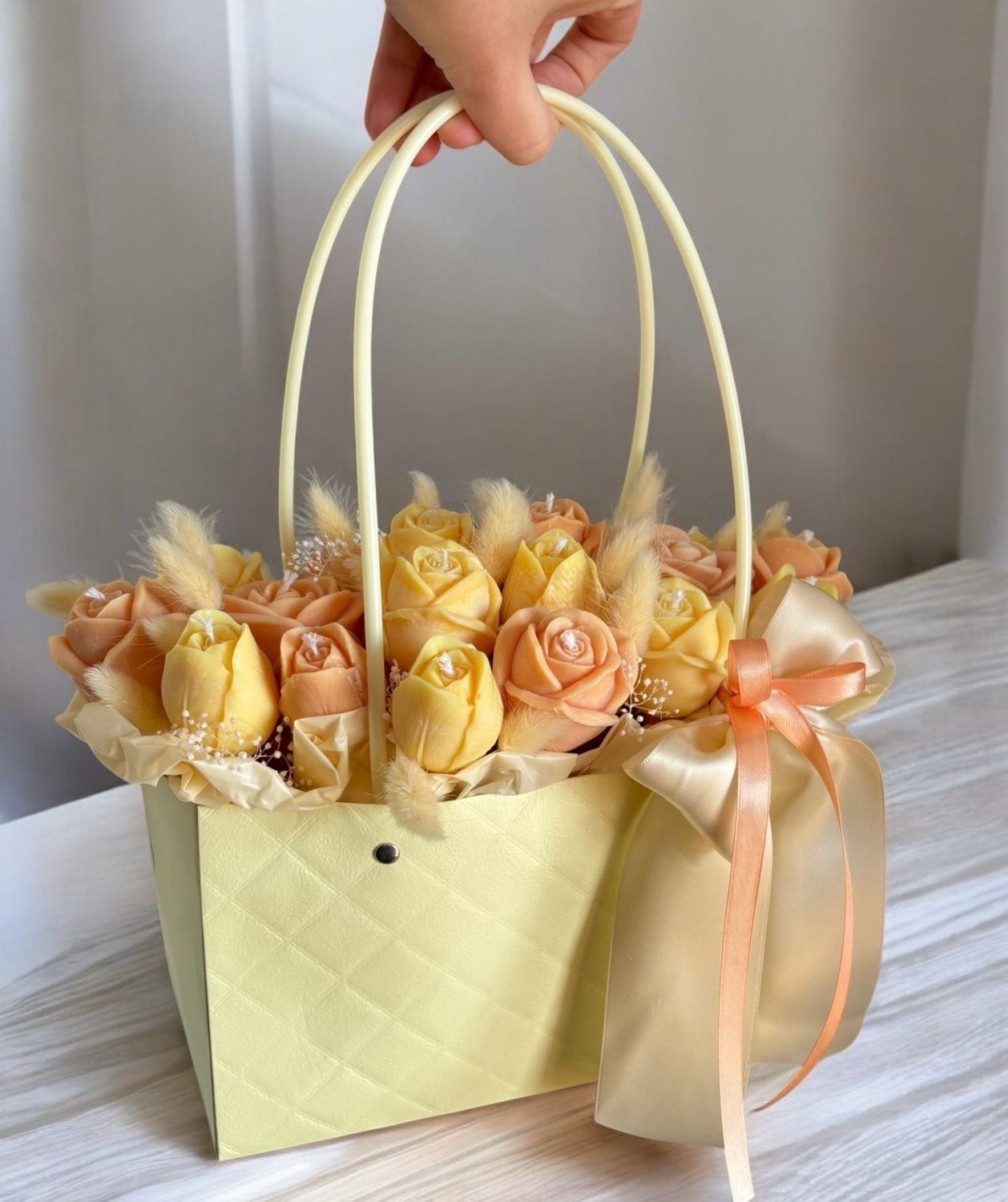 FLOWER BOX L - SPRING BAG APRICOT