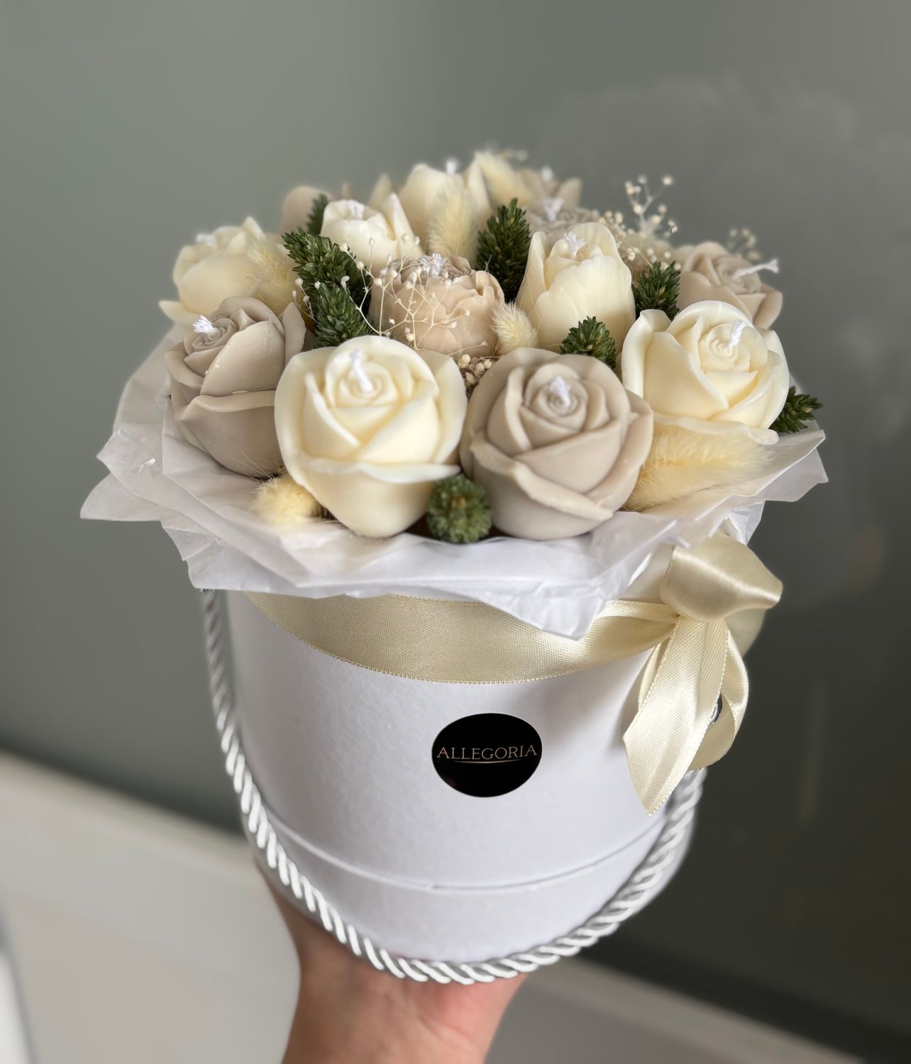 FLOWER BOX L - BEIGE/GREEN