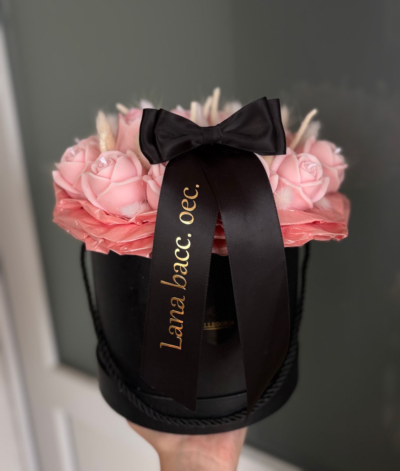 FLOWER BOX L - PINK/BLACK