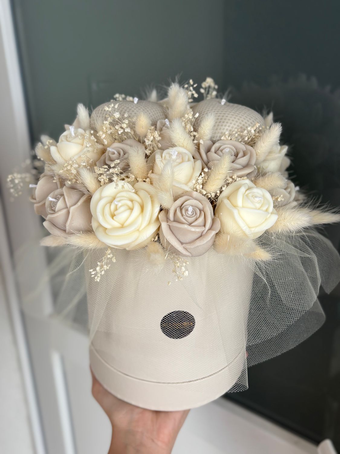 FLOWER BOX L - BEIGE TIL