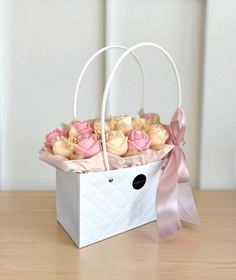 FLOWER BOX L - BAG CREAM / ROSE