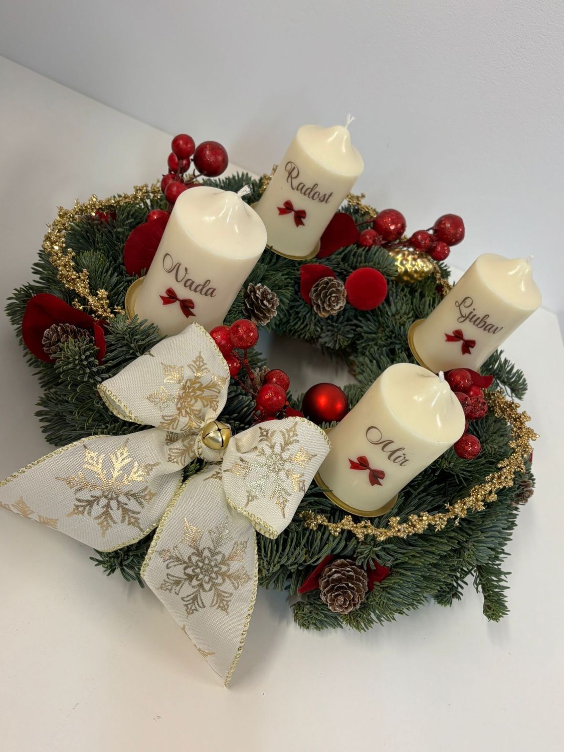 Adventski vjenčić GLOW RED