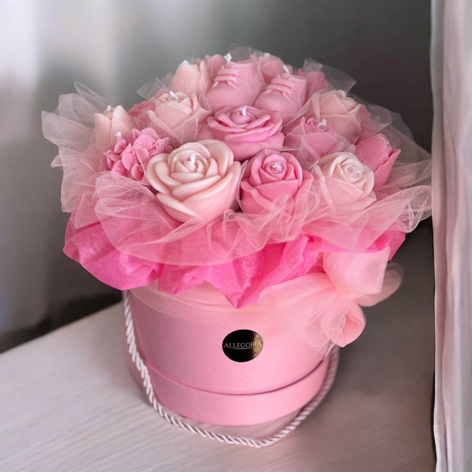 FLOWER BOX L - PINK TULLE