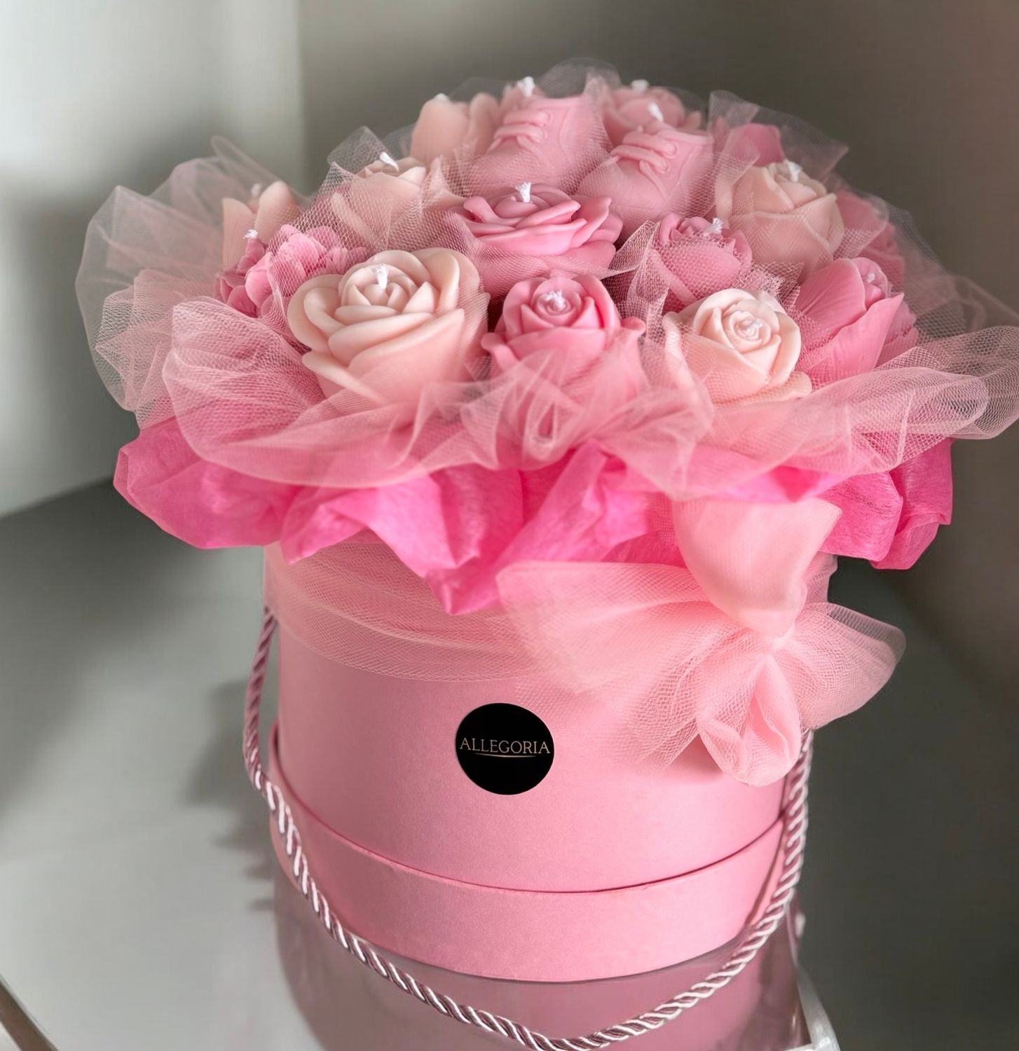FLOWER BOX L - PINK TULLE