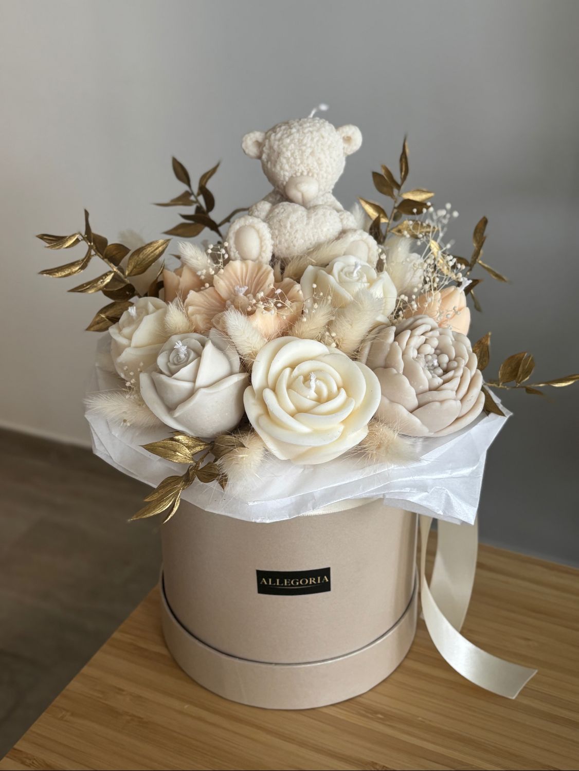 FLOWER BOX M - BEIGE GOLD