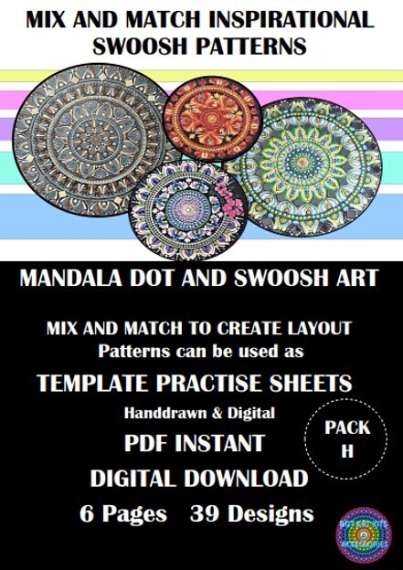 Swoosh Art and Mandala Dot Art Pattern and Practice Sheets also used for Rock Art Pack H 39 PATTERNS