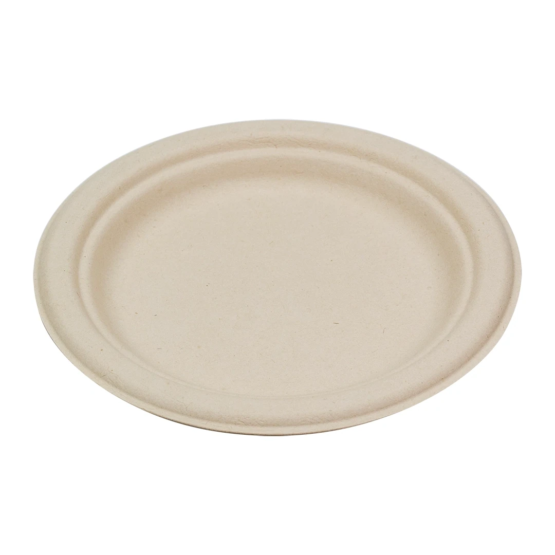 7″ Plate | Natural Bagasse | Compostable Food Packaging | Qty: 1,000