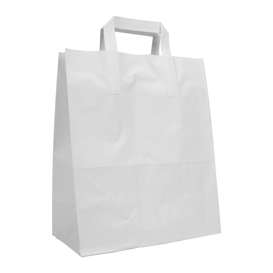 Large (10×12″) White SOS Paper Bag | Compostable | Qty: 250