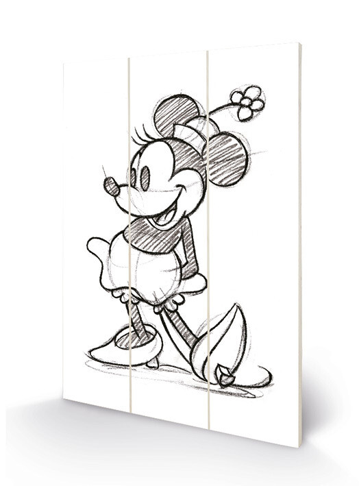 DISNEY - Minnie Mouse Sketched - Impression sur bois 20x29.5