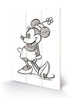 DISNEY - Minnie Mouse Sketched - Impression sur bois 20x29.5