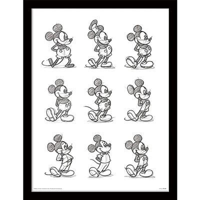 MICKEY MOUSE - Multi Sketchs - Impression encadrée 30x40cm