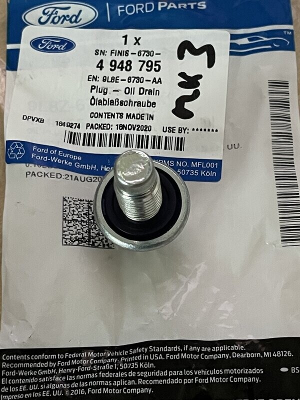 Genuine Ford Oil Drain Plug and Gasket Mk3 Focus RS, ST250 and Mk4 ST 2.3l