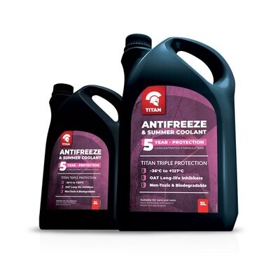 TITAN 5 YEAR ANTIFREEZE AND SUMMER COOLANT CONCENTRATE
5 Litres